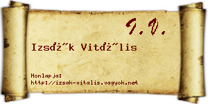 Izsák Vitális névjegykártya